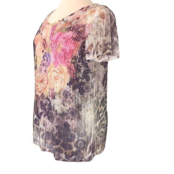 Brittany Black Soft Crochet Knit Blouse Romantic Floral Boat Neck Size Large - Picture 7 of 8